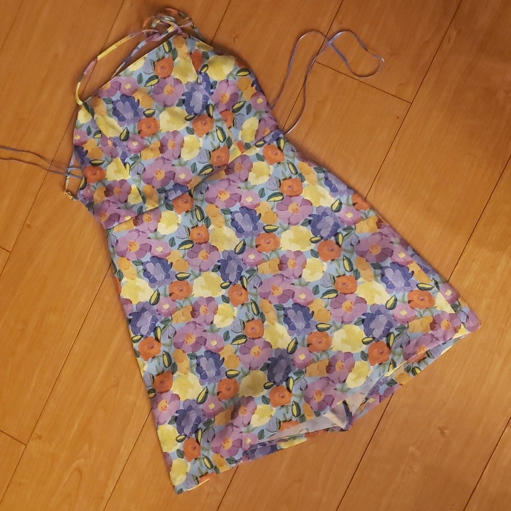 Zara floral romper backless spaghetti strap